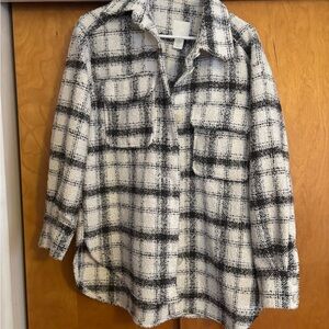 H&M Black and White Plaid Utility Jacket
